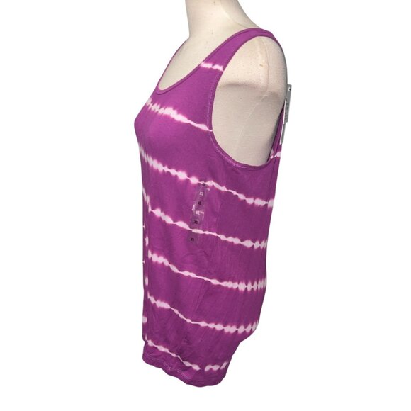 Sonoma Sz XL Tie-Dye Everyday Rib Tank Top Stretch & Tag-Free Comfort Purple & W - Picture 2 of 7